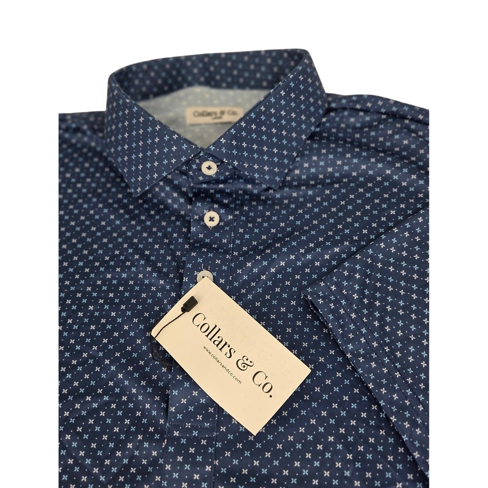 NWT Collars and Co Semi-Spread Collar Polo Los Cabos Blue Star Large
